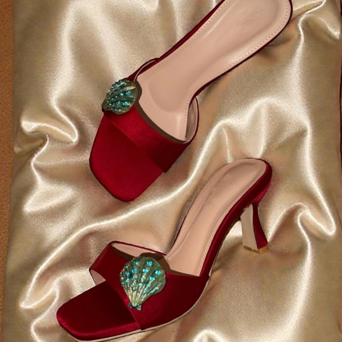 Sandals - Thai Rhinestone Square Toe High Heel